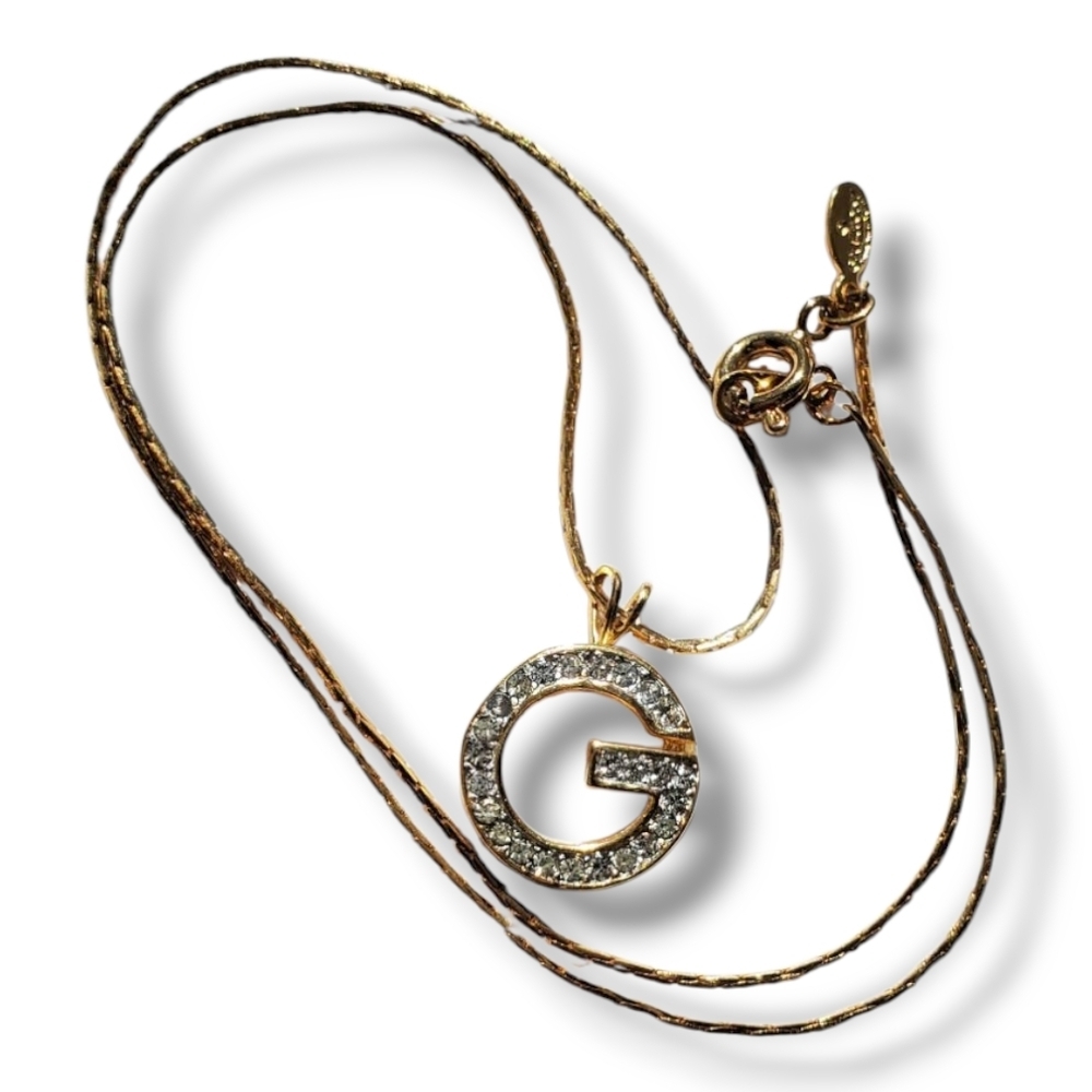 Vintage GIVENCHY 1981 Elegant Gold Authentic Pendant G Necklace - Picture 3 of 12